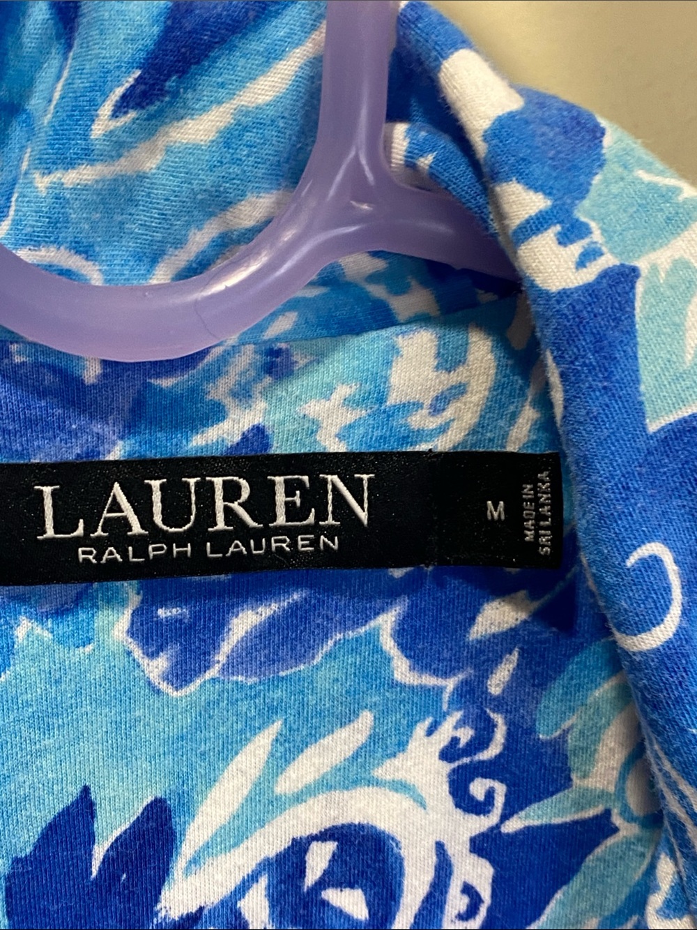 Ralph Lauren Blue & White Floral Short-Sleeve Button-Down Sleep Shirt Sz M - Picture 2 of 9